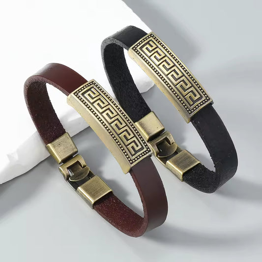 1 Piece vintage leather bracelet for men by fashionfashion