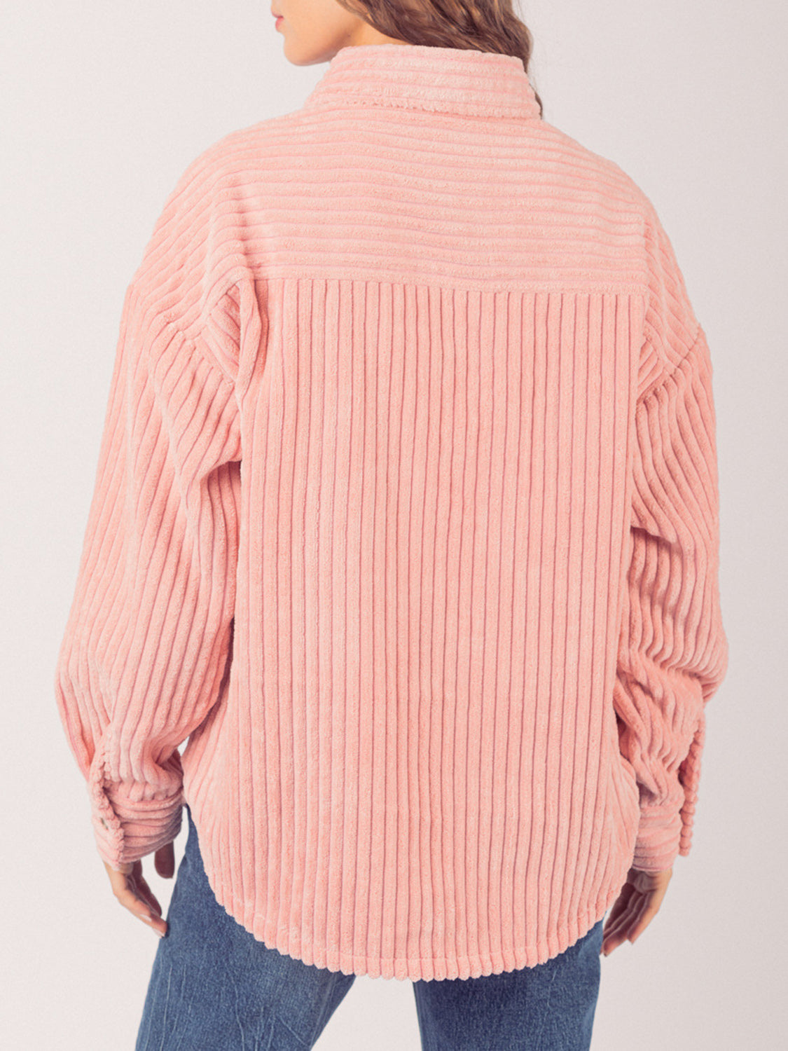 Women's Button-Up Long Sleeve Corduroy Jacket by Trendsi