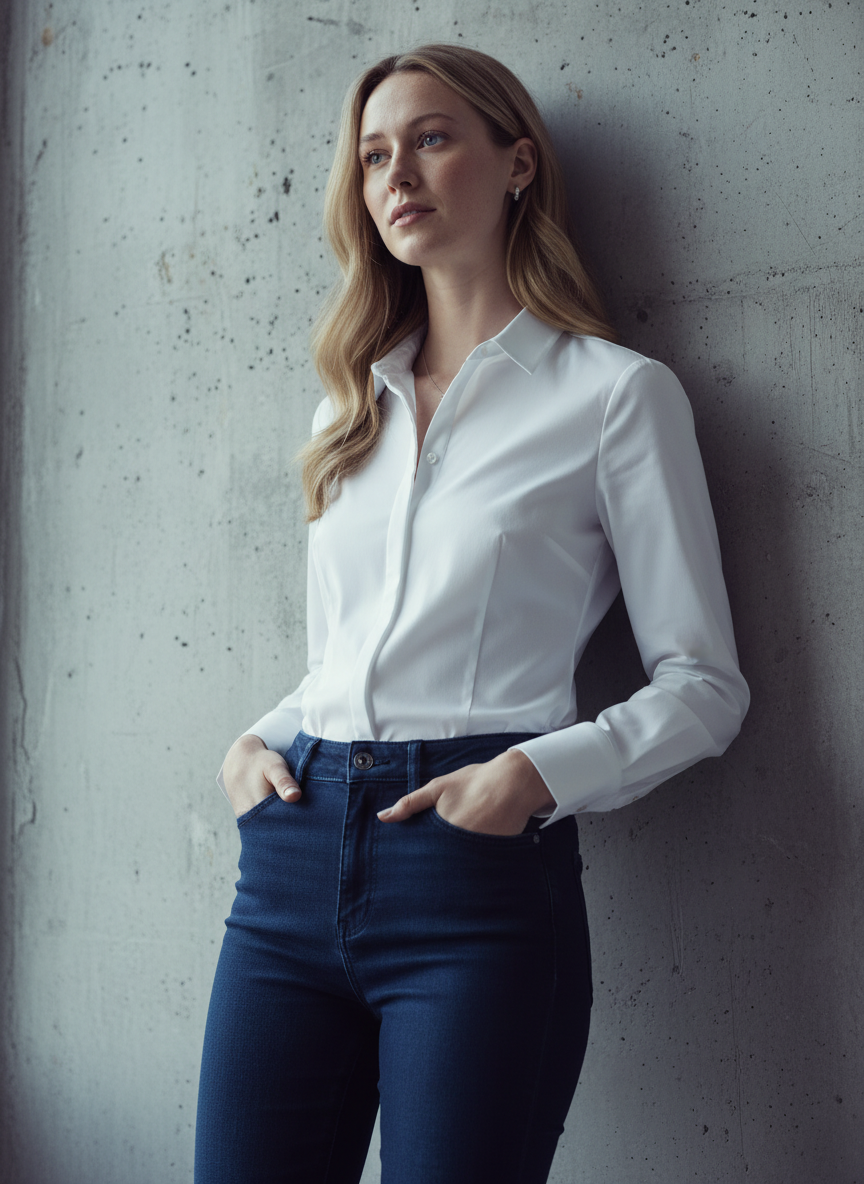 Women's white long sleeve polo by Wreck This Store