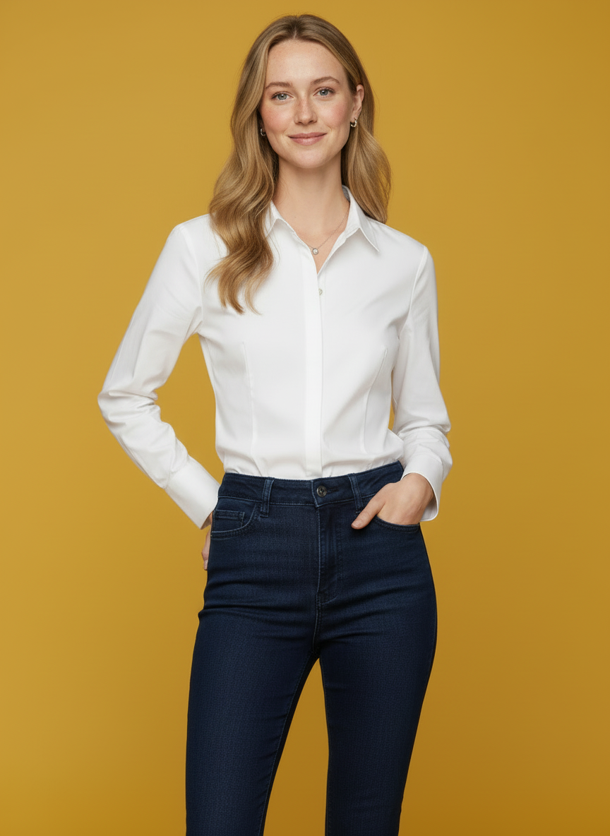 Women's white long sleeve polo by Wreck This Store