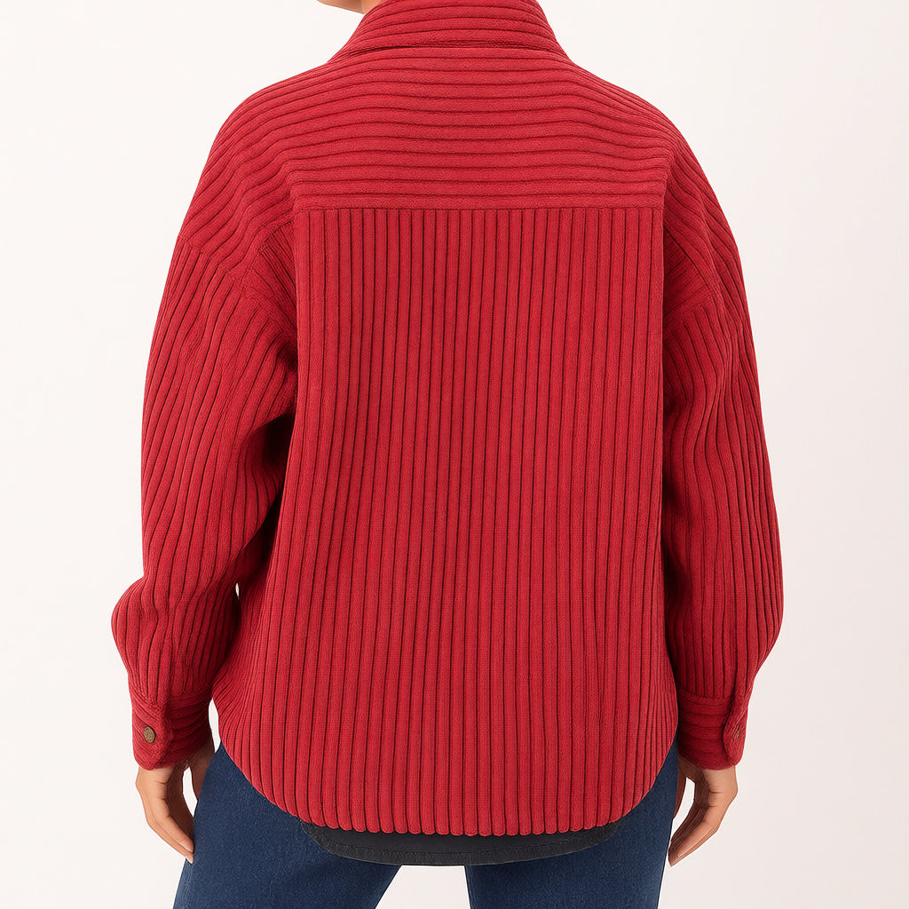 Women's Button-Up Long Sleeve Corduroy Jacket by Trendsi
