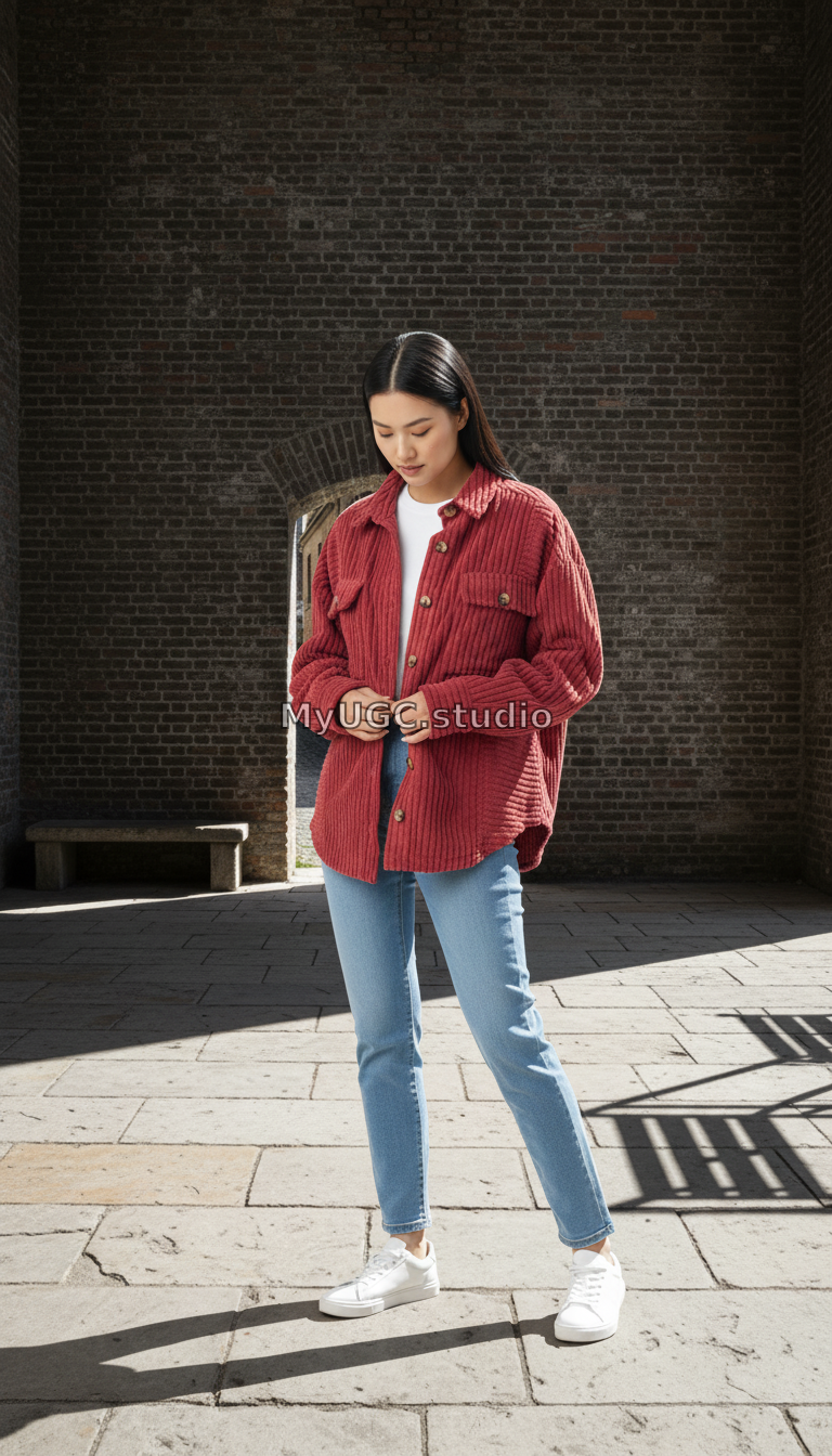 Women's Button-Up Long Sleeve Corduroy Jacket by Trendsi