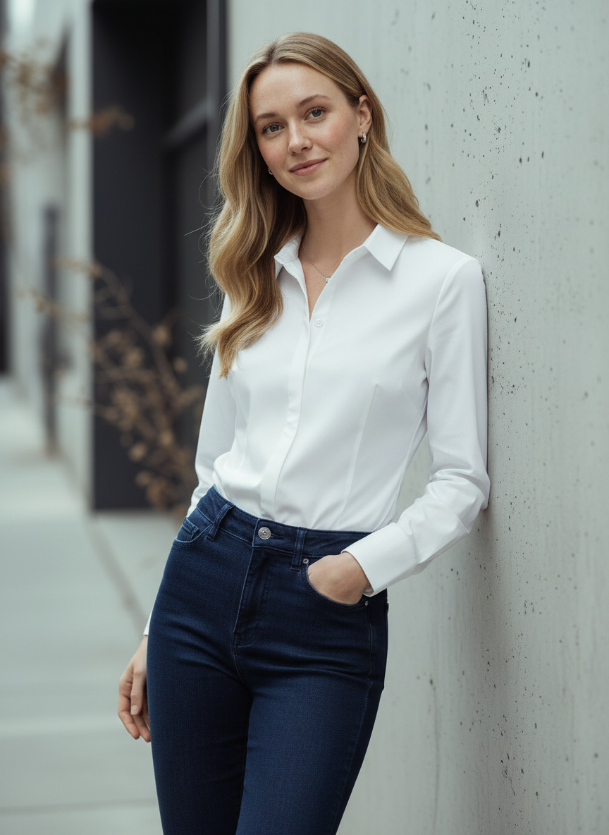 Women's white long sleeve polo by Wreck This Store